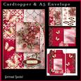 Cardtopper with Matching Envelope Red Flower 636