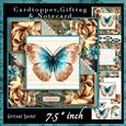 Cardtopper Flowers & Butterfly Elegant Creme Beige 668