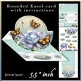 Rounded Easel Card Blue Roses 744