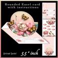 Rounded Easel Card Pink Roses 756