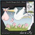 Stork Shaped Card Baby Girl 777