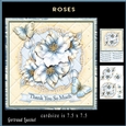 Lace and Flower blue creme Roses card topper kit 905