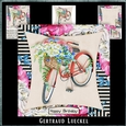 Watercolor Flower & Stripes Basket Bike 988