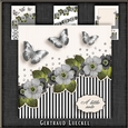 Vintage stripes flowers and butterflies grey 1078