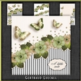 Vintage stripes flowers and butterflies pastel green brown 1092