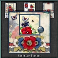 Vintage Grunge Card Kit Flowers and Laces red blue white 1149