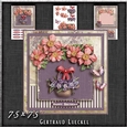 Vintage Wildroses Basket Card Kit Purple Pink 1194