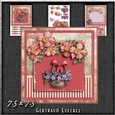 Vintage Wildroses Basket Card Kit Pink Purple 1195