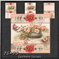 Vintage Stripes and Flowers soft red 1206