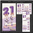 Vintage DL 21th light purple Birthday Topper Cardkit 1294