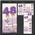 Vintage DL 48th light purple Birthday Topper Cardkit 1294