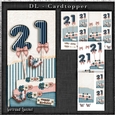 Vintage DL 21th dark turquoise Birthday Topper Cardkit 1294