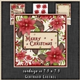 Vintage Merry Christmas Card Topper with Insert Red Poinsettia 1310