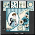 Vintage Shabby Flower Card Kit turquoise 1447