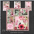 Shabby Vintage Floral Card Kit Red 1451