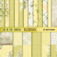 Vintage Shabby Grunge Flower Green Yellow 160