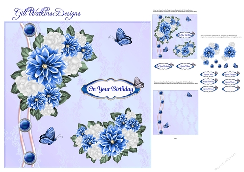 Blue Dahlia On your Birthday
