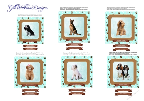 Doggie Birthday Set of 6 toppers