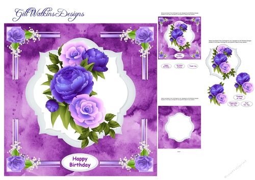 Peony and Roses Purple