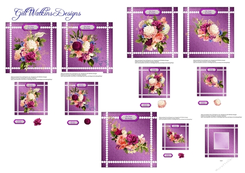 Floral Birthday Toppers 6 x 6