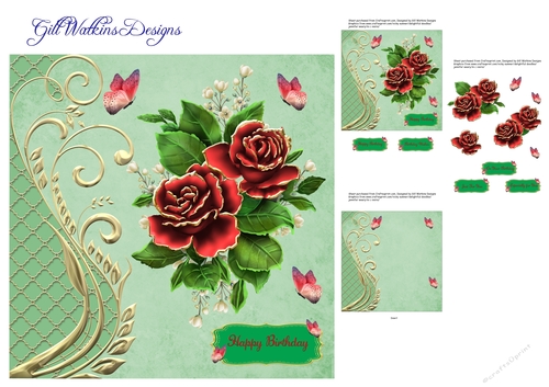 Red & Gold Roses Birthday