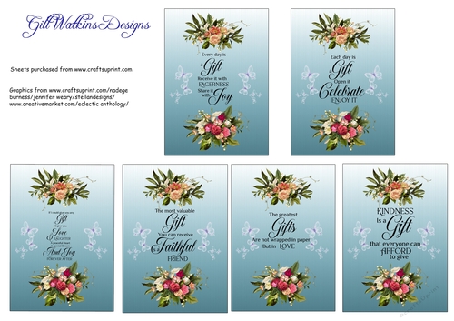 A4 Set of 6 inspirational gift quotes