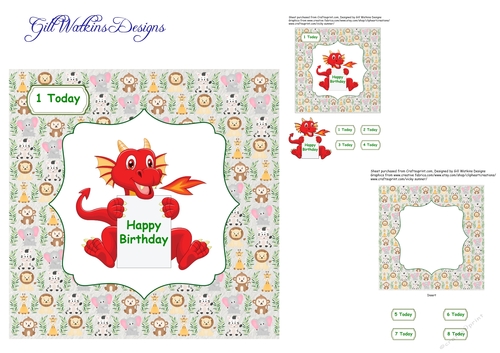 Dragon Happy Birthday Age Card 1 - 8