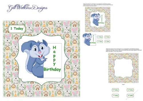 Squirrel Happy Birthday Age Card 1 - 8