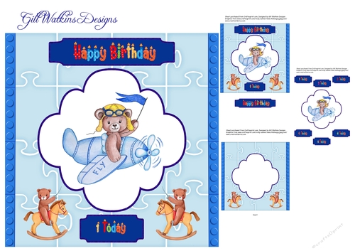 Flying Teddy Age Card 1 - 6 boy