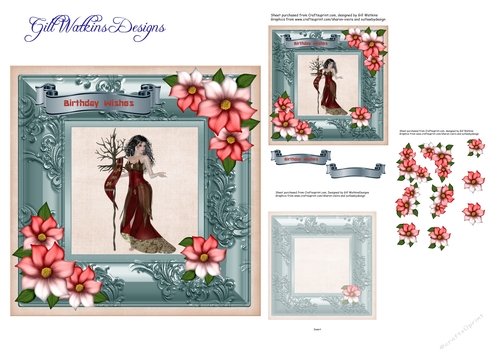 Deep Red Dress Fairy Birthday Card