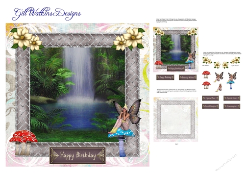 Fairy and waterfall Happy Birthday 