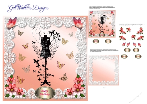 Butterfly and Lace Peach