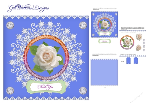 Rose and Lace Blue Thank You