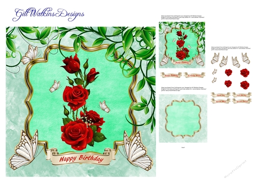 Red Rose and Butterflies