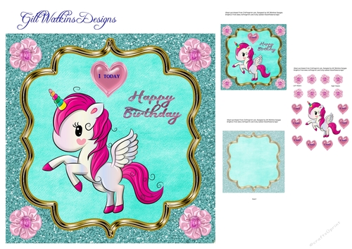 Glitter Green Birthday Unicorn