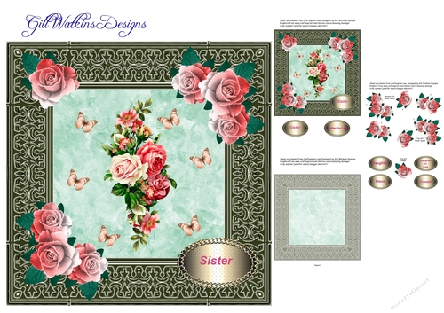Roses and Butterflies Green