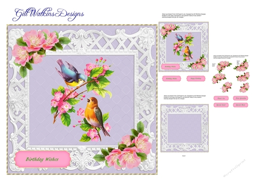 Spring Flowers and Birds Lilac