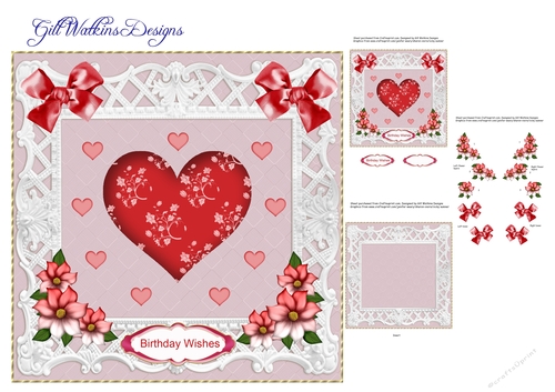Hearts and Flowers Red