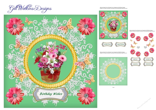 Mixed Flower Basket Green