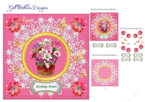 Mixed Flower Basket Pink