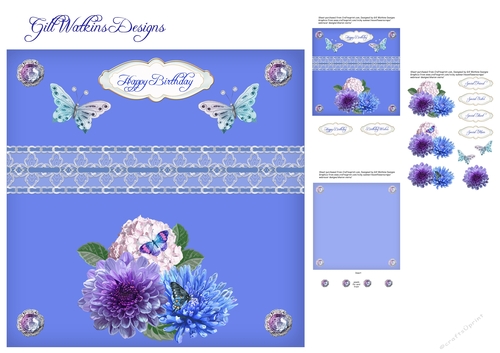 Flowers and Lace Blue