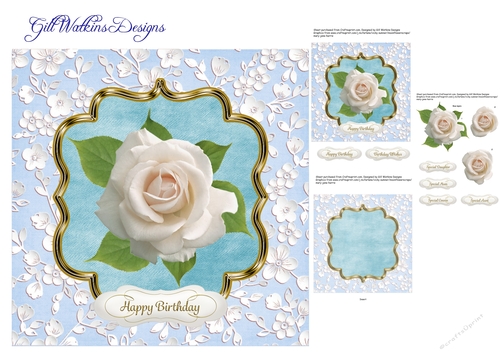 White Rose Birthday Blue
