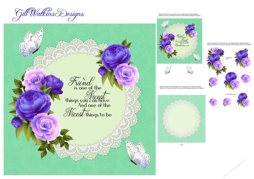 Purple Peony Friend Card