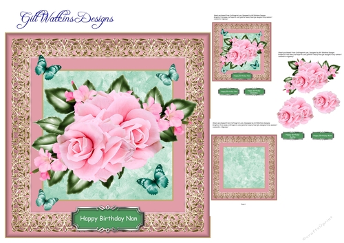 Pink Roses and Butterflies