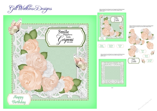 Roses and Butterflies Cream and White