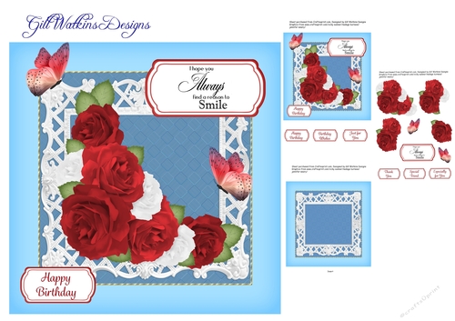 Roses and Butterflies Red and White