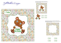 Bear Happy Birthday Age Card 1 - 8