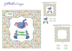 Elephant Happy Birthday Age Card 1 - 8