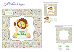 Lion Happy Birthday Age Card 1 - 8