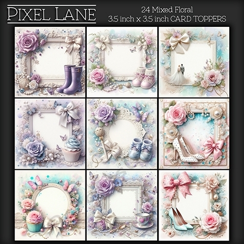 24 Mixed Floral Toppers